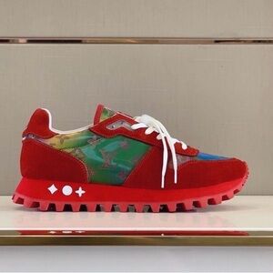 Men Red and Multicolor Sneakers With LV monogram. Size 40 EU
